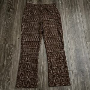 Free People Womens Brown High Rise Jacquard Printed Cropped Pants Y2K 12